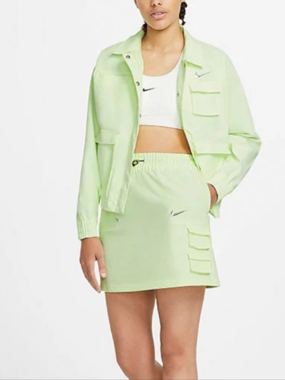 Nike Swoosh woven skirt in neon yellow with utility pockets BRAND NEW XL